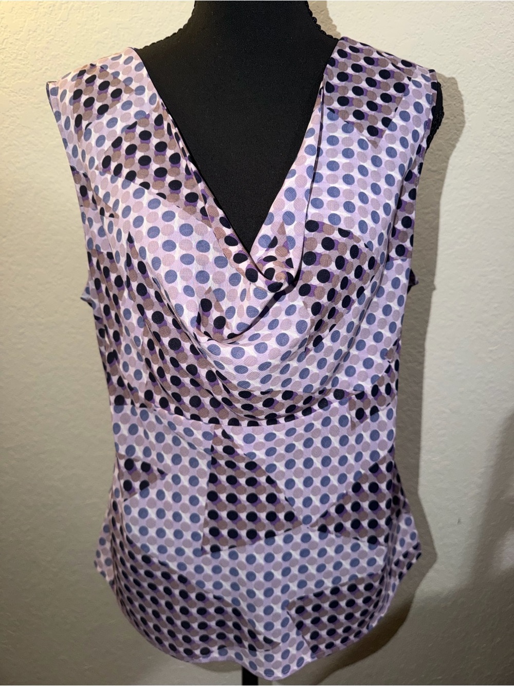 Jones Wear Purple Polka Dot Cowl Neck Camisole